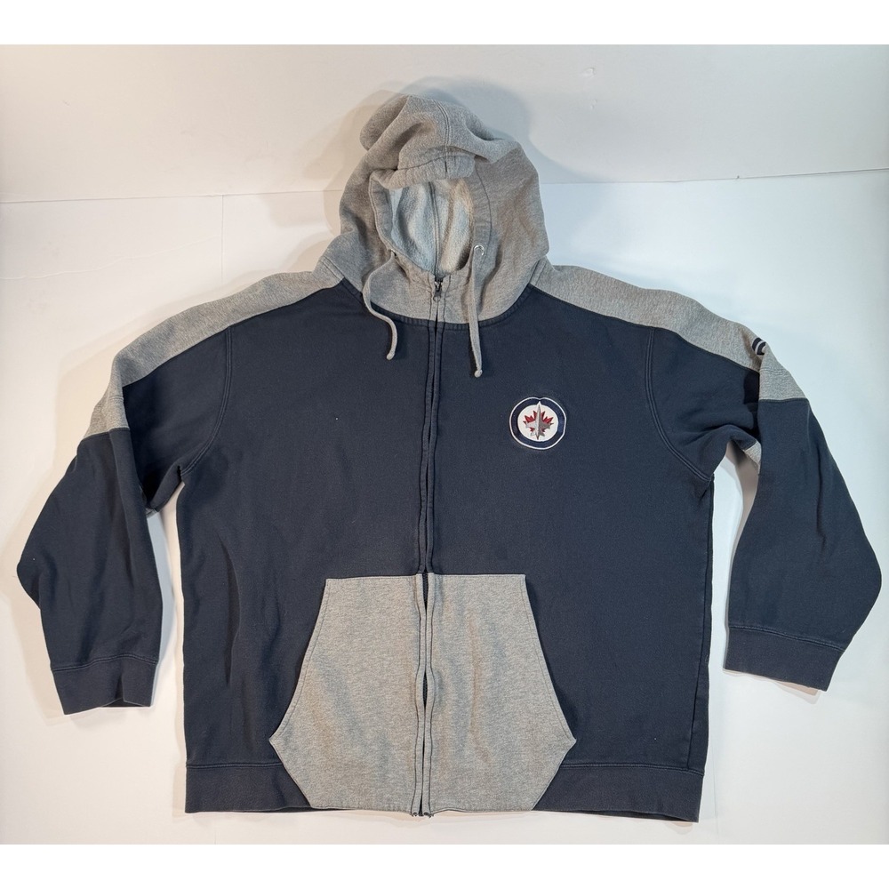 Winnipeg Jets Hoodie Fanatics NHL Full Zip‎ Blue Gray 2XL Mens Hockey